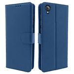 Pikkme Vivo Y91i Flip Case Leather Finish | Inside TPU with Card Pockets | Wallet Stand and Shock Proof | Magnetic Closing | Complete Protection Flip Cover for Vivo Y91i (Blue)