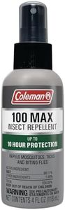 Coleman Insect Repellent Spray - 100% MAX DEET Insect Repellent Pump Spray, Protection Against Ticks, Mosquitoes, chiggers, gnats, Fleas and Flies, Ideal for Camping, Hiking, Outdoor Activities, 4oz