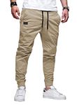 JMIERR Mens Joggers with Pockets Casual Joggers Pants Cotton Drawstring Relaxed Fit Chino Pants Hiking Pants Men Outdoor Twill Track Jogging Sweatpants Pants for Men, CA 38(XL), A Khaki