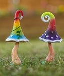 Garden Mile Set of 2 Toadstool Mushroom Garden Ornaments Outdoor Toadstool Mini Statues - Weatherproof Resin Realistic Mushroom for Plant Pot Patio Flowerbed garden decor