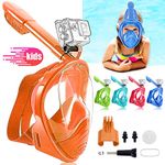 NARUTOO Snorkel Mask for Kids, 180 ° Panoramic View Free Breathing Full Face Snorkeling Mask Anti-Fog and Anti-Leak Suitable for Children Aged 4-15 (Orange)