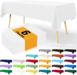 Smiry Disposable Table Cloth - 6 Pack, 54 x 108 Inch Table Cloths for Parties, Decorative Tablecloths for Rectangle Tables, Waterproof Plastic Table Cover, Leakproof & Sturdy, White