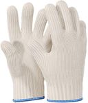 Heat Resistant Gloves Oven Gloves Heat Resistant with Fingers Oven Mitts Kitchen Pot Holders Cotton Gloves Kitchen Gloves Double Oven Gloves with Fingers White 1 Pair