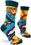 Fabdaz Novelty Crew Socks for Women with Funny Naughty Saying - F-ck This Shit, Multicolor, One Size