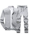 Lavnis Men's Casual Tracksuit Long Sleeve Running Jogging Athletic Sports Set Gray XL