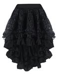 Kelvry Women's Steampunk Gothic Dress Costume Vintage Multi Layered Chiffon Skirt Plus Size Black