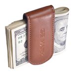 Leather Money Clip - Magnetic - for Men - Cash - Card Holder - Gift Box (brown)