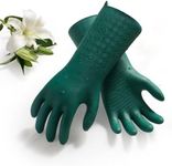 Vgo... 1 Pair Household Cleaning Gloves Infused with Rresh Rich Aromas, Lined Dishwashing Gloves,Long Sleeves Kitchen Gloves, Bathroom Cleaning, Gardening, Pet Care(Dark Green,XL,TP1117)