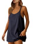 ANRABESS Women Summer Mini Romper Dress Workout Tennis Active Sports Athleisure Outfits Built in Shorts Trendy Vacation, Navy Blue, Medium