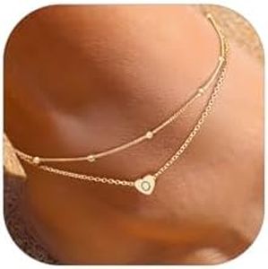 ChicSilver Gold Plated Ankle Bracelets for Women Gold Plated Anklets for Women Anklets for Women Hypoallergenic Heart Anklet With Initials