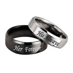 Beydodo His and Her Promise Rings Set Customizable, His Always Her Forever Rings Size R 1/2 and P 1/2 Stainless Steel Rings for Couples Set