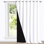 NICETOWN 100% Blackout Curtains - Thick Long Black Lined Privacy Assured Soundproof Living Room Curtains (100-Inch Width by 108-Inch Length, Pure White, 1 Pc)