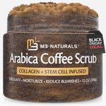 Arabica Coffee Foot and Hand Scrub with Collagen & Stem Cell Exfoliating Body Scrubber & Face Cleanser Fight Skin Care Appearance Cellulite Fine Line Stretch Mark by M3 Naturals (1 Pack)