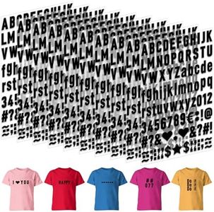 1070Pcs Iron on Letters 10 Sheets 1 Inch Iron on Letters and Numbers for Clothing Small Vinyl Letters A-Z Heat Transfer Letters 0-9 Heat Press Alphabet Stickers for T-Shirt Fabric DIY Craft (Black)