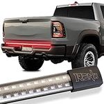 RENO 60 Inch LED Tailgate Light Bar,Tail Reverse Light Sequential Turn Signal Rear Trucks Tail Under Brake IP68 Weatherproof No Drill Install Full Function Reverse Brake-Color Amber