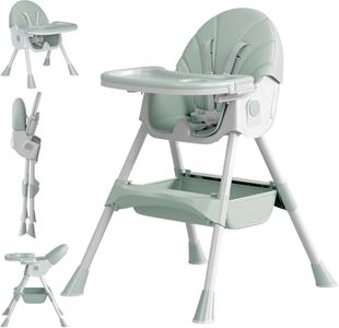 PTEROMYS Baby High Chair for Babies and Toddlers with 360 Degree Rotatable Wheels High Chair 6 in 1/3 in 1 Foldable and Portable Children's High Chair Suitable for Babies of All Ages (Light Green)