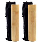 INKNOTE Set of 2 Small ECO & Biodegradable Friendly Mini Bamboo Scattering Urn Tube,Spreading Cremation Tube Urn Cremation urn and Black Velvet Bag for Humans Male Women PET Dog Cat Ashes (9" X 2")