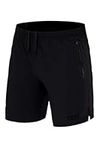 TCA Elite Tech Lightweight Mens Running Shorts Men Gym Shorts with Zip Pockets - Triple Black, L