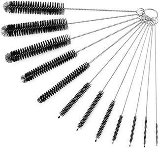 Straw Cleaner Brushes Sets, 12 Pieces 8.2 Inch Botthle Cleaning Brush and Nylon Tube Brush Brush Kit for Sippy Cup, Tumbler, Water Bottle, Drinking Straw (Black)