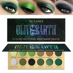 Olive Green Eyeshadow Palette, Black Green Multichrome Eyeshadow for Green Smokey Eyes, 12 Colors Matte Glitter Pigmented Powder Long Lasting Green Brown Eye Makeup Pallet for St. Patrick's Day, Vegan