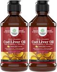 Icelandic Cod Liver Oil Liquid - Wild Caught Nordic Omega 3 Fish Oil Liquid for Adults & Kids - Easy to Take Omega 3 Liquid Cod Liver Oil Capsules Alternative - Light Lemon Mint Flavor (2 Pack)