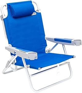 SUNNYFEEL Extra Wide 28" Low Beach Chair 5 Position Lay Flat, XL Oversized Portable Folding Camping Chairs with Cup Holder for Outdoor/Trip, Lightweight Foldable Backpack Beach Chair for Adults
