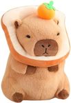 Ditucu Cute Orange Capybara Plush Pillow with Wearable Toast Headgear Stuffed Animals Bread Capibara Plushies Toys Gifts for Kids 11 inch