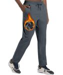 Boyzn Men's Winter Fleece Ski Pants with Zipper Pockets Warm Sweatpants Sun Protection Pants Dark Grey-2XL