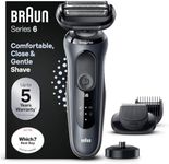 Braun Series 6 Electric Shaver With Beard Trimmer, Charging Stand & Travel Case, 100% Waterproof, Wet & Dry, UK 2 Pin Plug, 60-N4500cs, Grey Razor, Rated Which Best Buy