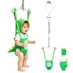 FUNLIO Baby Door Jumper for 6-24 Months (with Door Clamp), Baby Jumper Doorway with Strong Spring & Adjustable Strap, Portable Infant Door Bouncer, Bearing 40 Lbs, Green Dinosaur
