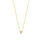 Diamond Solitaire Necklace | 14k Yellow Gold Necklaces for Women | 14k Solid Gold Bezel Set Pendant Necklace | Dainty Round Cut Diamond Jewelry | Gifts for Birthday, 18"