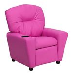 Flash Furniture BT-7950-KID-HOT-PINK-GG Contemporary Hot Pink Vinyl Kids Recliner with Cup Holder