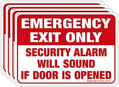 Emergency Exit Only - Security Alarm Will Sound If Door Is Opened Sign, 4 Pack, 10 x 7 inch .40 Rust Free Aluminum, UV Protected, Weather Resistant, Waterproof, Durable Ink, Easy to install