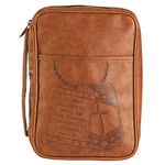Dicksons Iron Sharpens Iron Camel Brown Large Vinyl Zippered Bible Cover with Handle