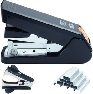 M&G Effortless Desktop Stapler 50 Sheet Capacity, One Finger Stapling, Includes 1000 Staples and Staple Remover, Portable Space Saving Stapler for Office School Home (Black)