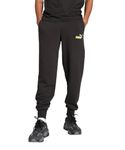 Puma Men's Regular Track Pants (586768_Black-Lime Sheen_S)