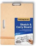 Falling in Art 13x17 Sketch Board, Drawing Tote Board for Artists with Sturdy Clip and Rubber Bands, Portable Art Clipboard for Classroom and Studio Drawing