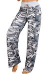 iniber Women's Floral Wide Leg Pajama Pants Casual Yoga Palazzo Drawstring Loose Trousers