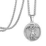 Speroto Tree of Life Necklace, Mens Carved Tree of Life Pendant Necklace with Rope Chain 20 inch Silver (24.00, wheat chain)