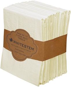 WHITESTEM Flour Sack Towels |TeaTowel for Crafts| Kitchen |Dish |Cotton Blank Towel for Embroidery|Baking Bread Proofing Linen Cover Diamond Crinkle|Thick Absorbent Quick Dry |12 Pack 18"x28" Natural