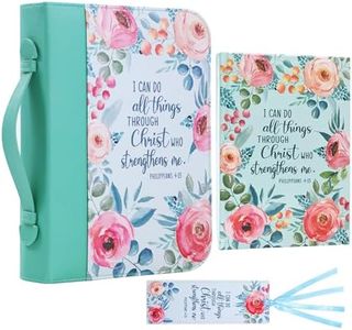 Faithful Hers Bible Cover Case for Women 3pcs Bible Bag Set with Notebook and Bookmark Woman PU Leather Book Carrying Case for Lady Bible Case Christian Gifts for Christmas Thanksgiving Day