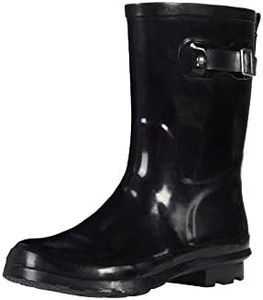 Western Chief Women's Solid Mid Rain Boot, Black, 6 M US