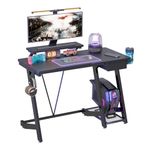 TREETALK Gaming Desk with Drawer,43.3In Computer Desk with Large Monitor Stand, PC Laptop Table with CPU Stand, Gamer Workstation with Cup Holder, Headphone Hook for Home Office