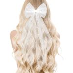 KAISELINNA 1PCS Bridal Bow Veil Hair Clip Sweet Pearl Bow Bachelorette Party Hair Clips Bridal Shower Hair Hen Wedding Bridesmaid Favors Supplies Phot