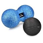 Navaris Set of 2 Massage Balls - Fascia and Peanut Ball Roller Massager with Carry Bag - Deep Tissue Muscle Massager for Back Legs Neck Feet