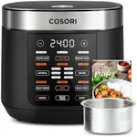 COSORI Rice Cooker 10 Cup, 24h Keep Warm, 18 Functions Fuzzy Logic Rice Maker with Stainless Steel Steamer Basket, Sauté, Slow Cooker, Black