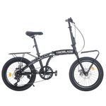 BSTSEL 20 Inch Folding Mountain Bike Road Bicycle for Adult Men and Women Teens, 7 Speed Gear, Portable Foldable Bike with Disc Brakes (With Brackets, Black&Grey)