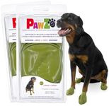 PawZ Rubber Dog Boots for Paws up to 4", 24 Total (2 Packs of 12) - All-Weather Dog Booties for Hot Pavement, Snow, Mud, and Rain - Waterproof, Anti Slip Dog Socks - Large, Olive Green