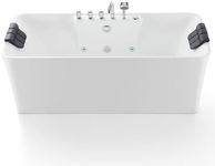 Empava 59 Inch Freestanding Whirlpool Tub with Center Drain - Stand Alone Jetted Bathtub,Rectangle, Acrylic, 60 Gallons, Spacious, Ideal for Bathroom Remodels,ETL Certified