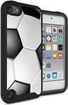 MYTURTLE iPod Touch 7th 6th 5th Generation Case Rugged Hybrid Shockproof Nonslip Cover, Realistic 3D Touch Textured Surface, Sports Fan Series, Soccer